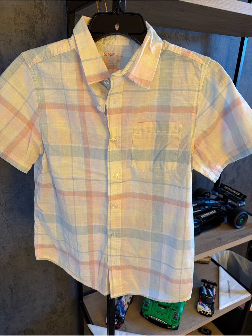 Cat & Jack Pastel Plaid Short-Sleeve Button-Down Shirt